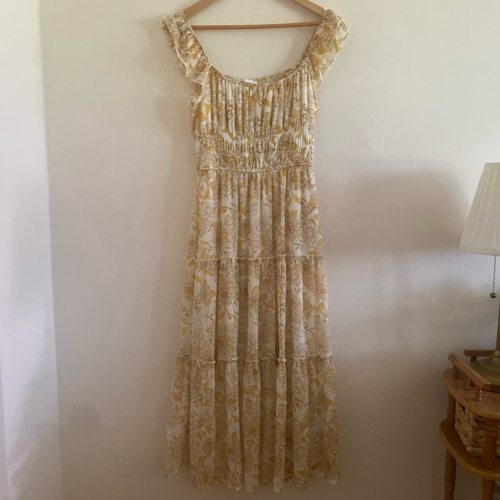 TRIXI Sunflower Floral Tiered Ruffled Maxi Dress